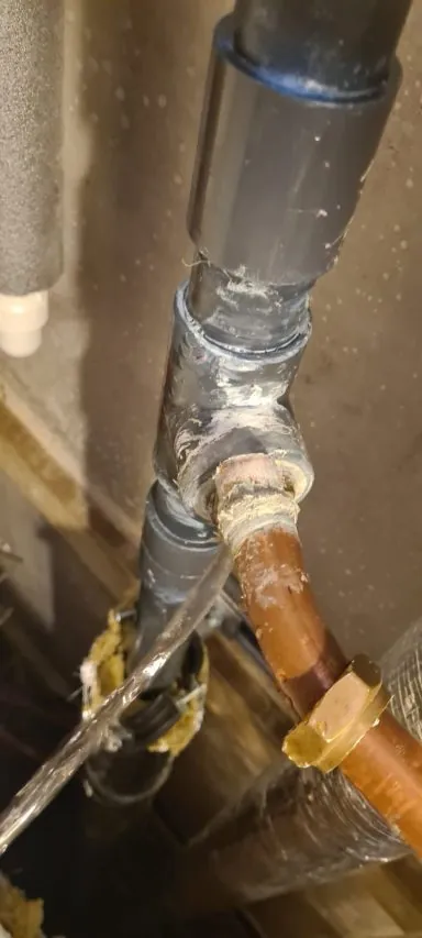 Failed pipework exposed