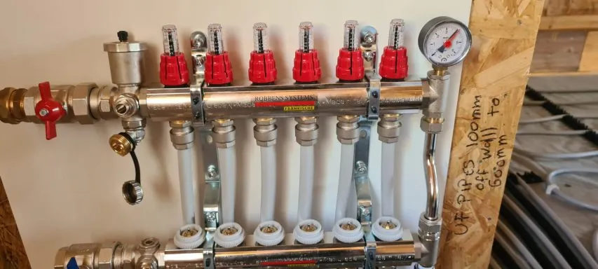 Detail of underfloor heating routing